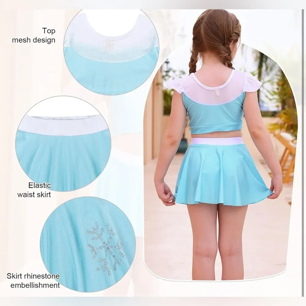 Kids Ice Princess swim Costume Blue and White size 140
